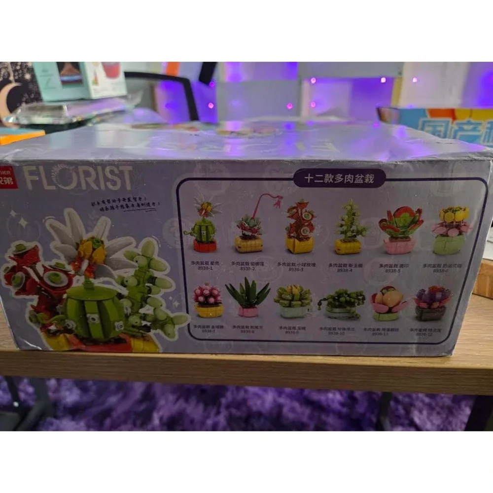 Lele Brother Florist Succulent Building Blocks Set 12 Pack 8938 Mini Potted Plan
